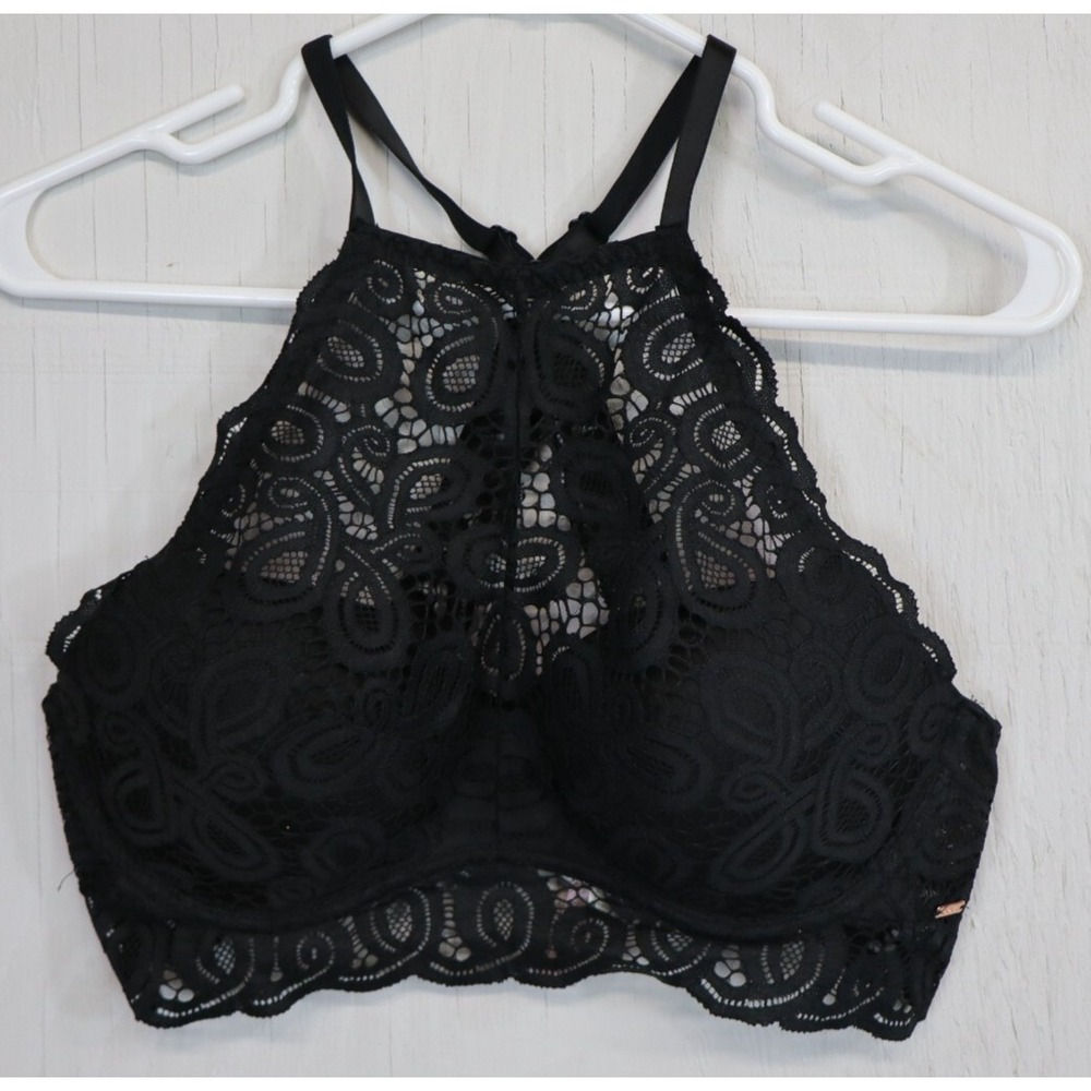 Pink Victorias Secret Push-Up Bra Pigeonnant Rendezvous Black Lace Size L